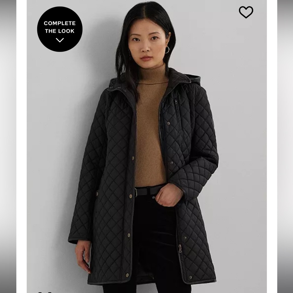 Lauren Ralph Lauren Black Hooded Quilted Coat, Women’s size XL